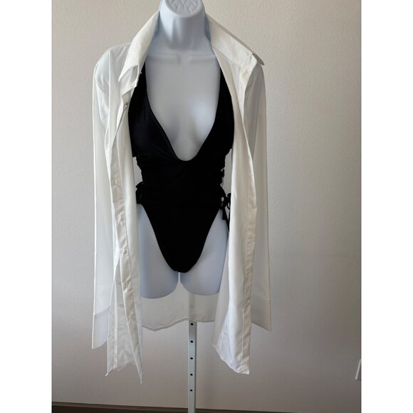 Zaful Swimsuit 6 High-Cut 1-Piece Halter Tie-Side Monokini Y2K Festival Swimwear - Picture 12 of 12